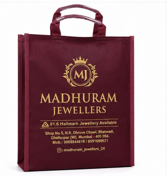 Madhuram Jewellers Maroon Shopping Bag – image 1